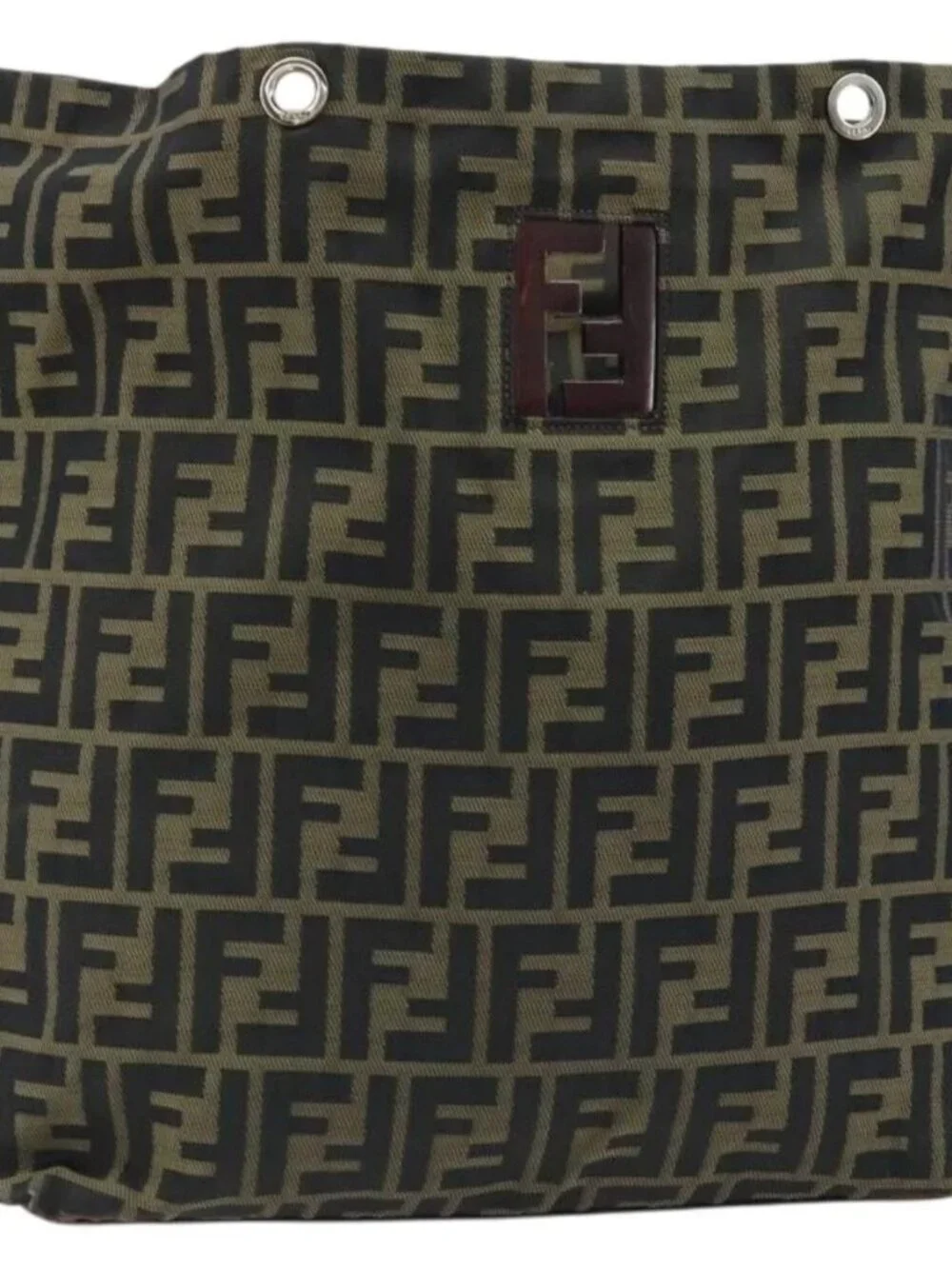 FENDI Zucca Canvas Drawstring Bag Clutch Bag Black Brown Auth ep13685